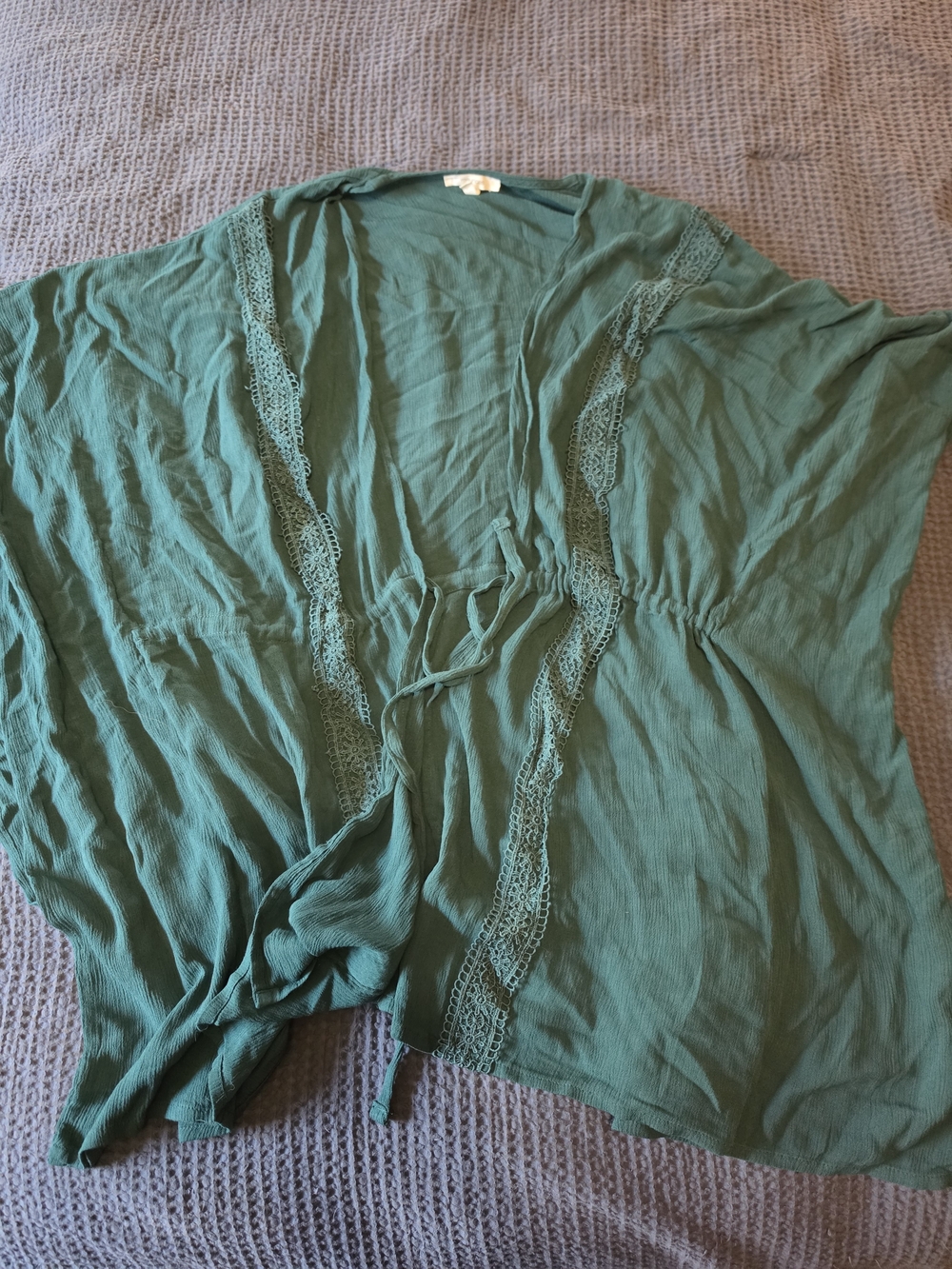 Maurices Teal Lace-Trim Kimono Cardigan